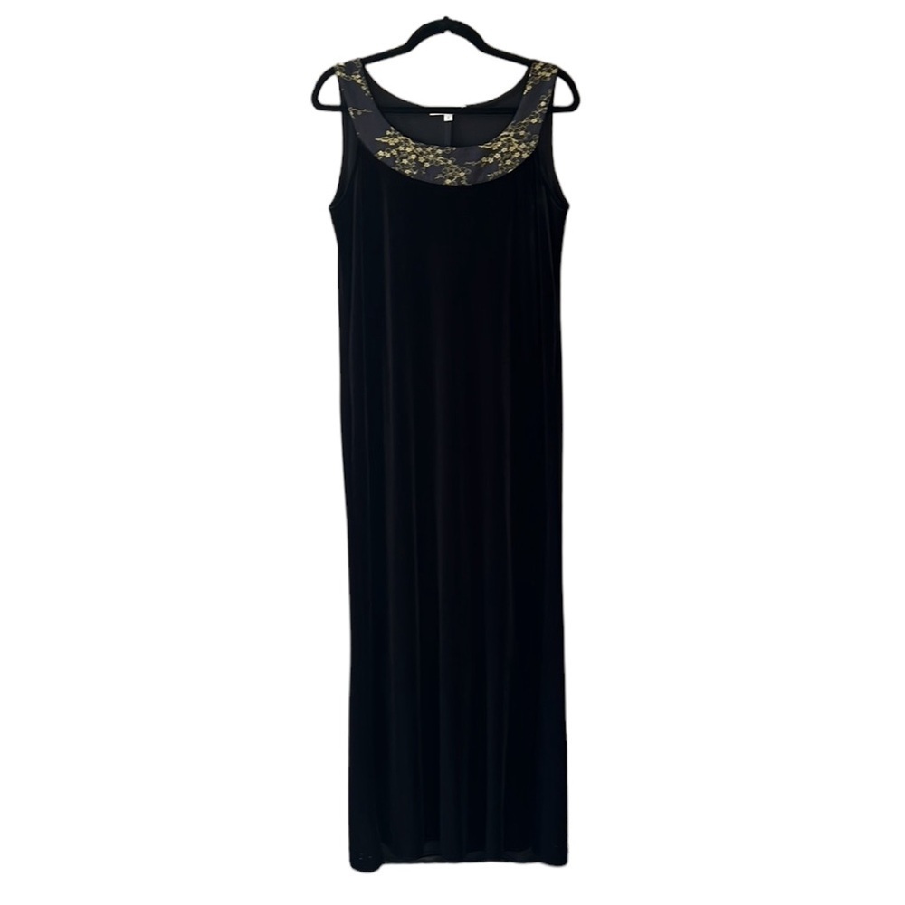 Spencer Alexis Vintage Velvet Sleeveless Maxi Dress Asian Collar Detail Sz 8